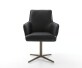 Chaise-pivotante Heira-Flex avec accoudoirs cuir de vache noir pied de chaise 4 branches aspect titane pivotement sur 360° ressorts ensachés 1